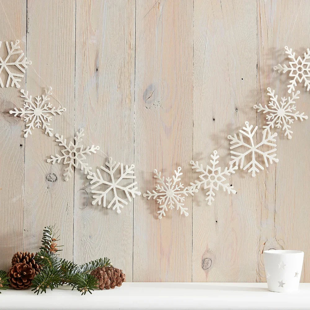Let It Snow Glitter Snowflake Garland