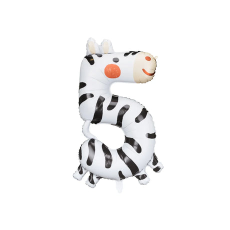 Foil Balloon Number 5 - Zebra