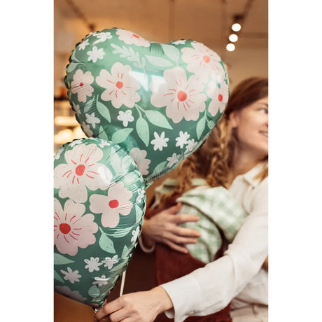 Heart w/ Flowers Foil Balloon