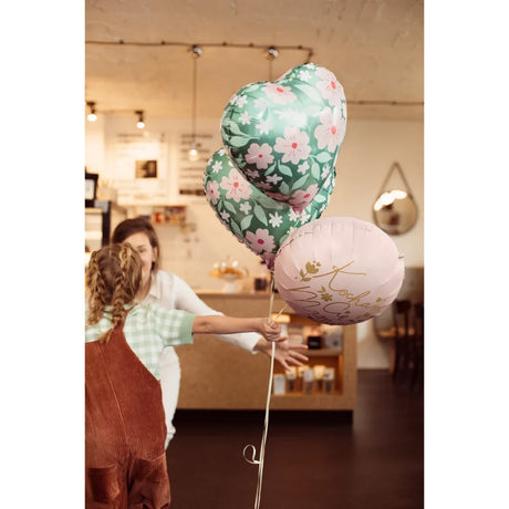 Heart w/ Flowers Foil Balloon