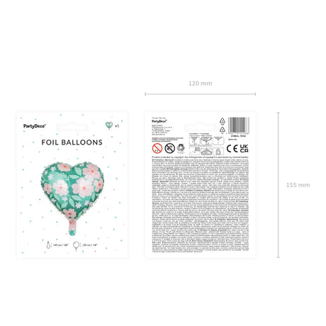 Heart w/ Flowers Foil Balloon