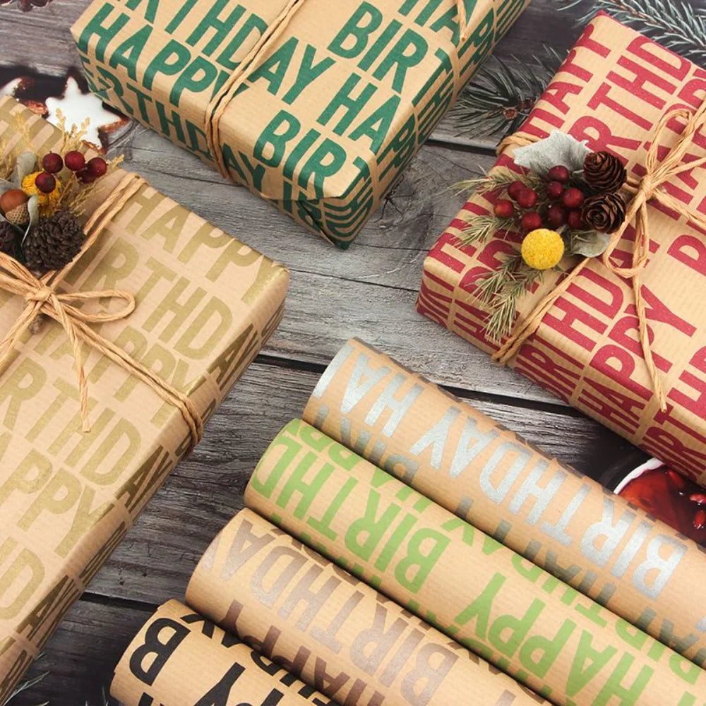 Happy Birthday Kraft Gift Wrapping Paper 50 x 70 Cm Set of 6 Pcs