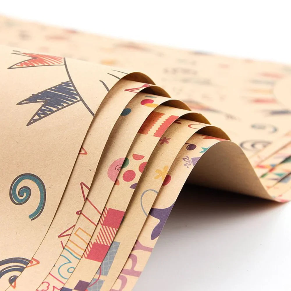 Birthday Party Kraft Gift Wrapping Paper 50 x 70 Cm Set of 6 Pcs