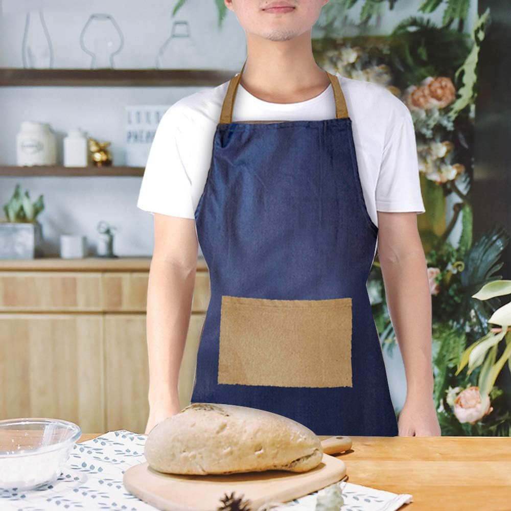 مريلة BYFT Orchard - مريلة قطنية باللون الأزرق الدنيم والكراميل