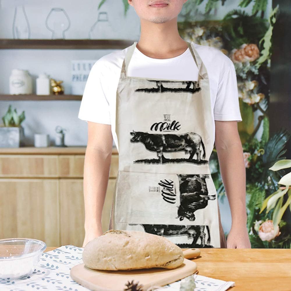 مريلة BYFT Orchard - مريلة قطنية مطبوعة بتصميم بقرة