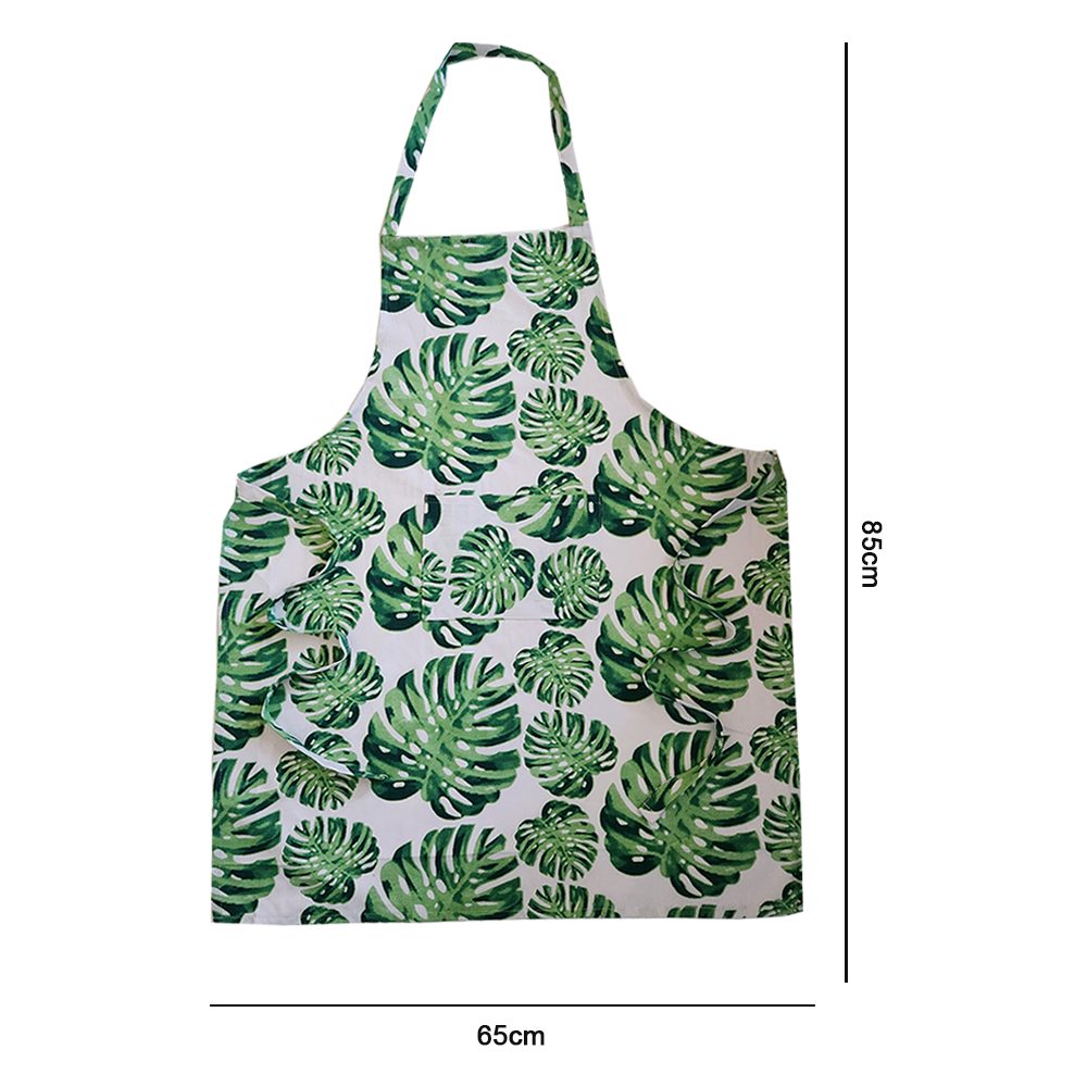 مريلة BYFT Orchard - مريلة قطنية بطبعة أوراق مونستيرا