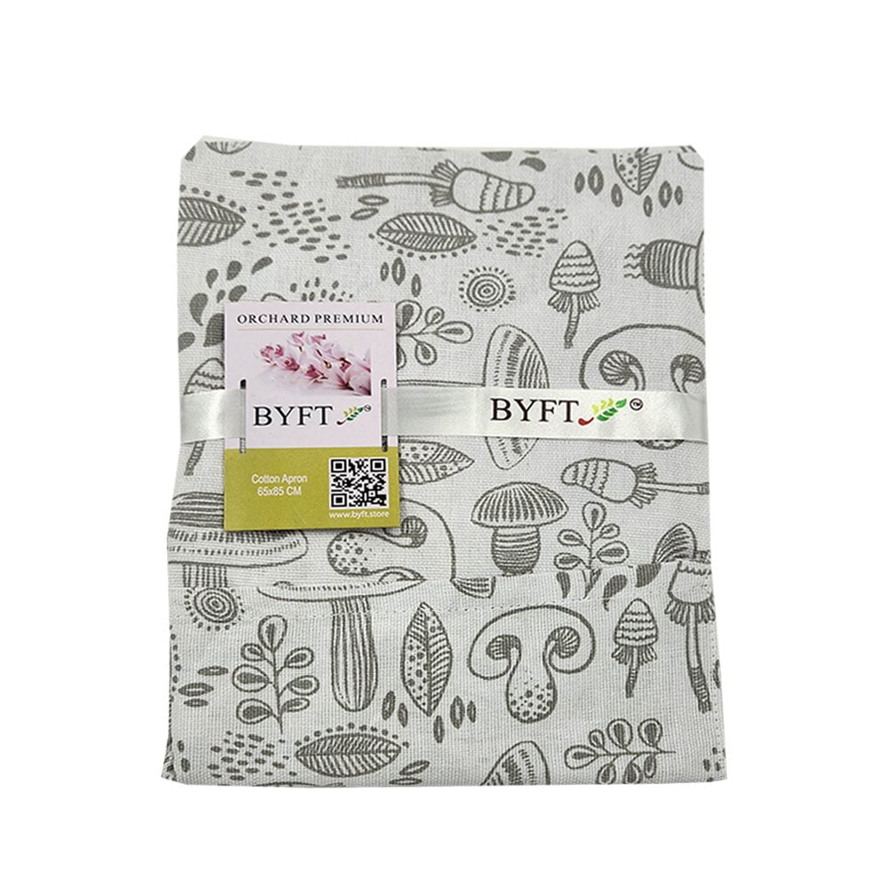 مريلة BYFT Orchard - رمادية بطبعة فطر - مريلة طاهٍ