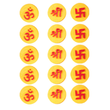 D Viswa Pooja Essentials "Om Shri Swastik" Handpainted 15-Piece Set Made from Desi Cow Dung for Puja & Home Decor