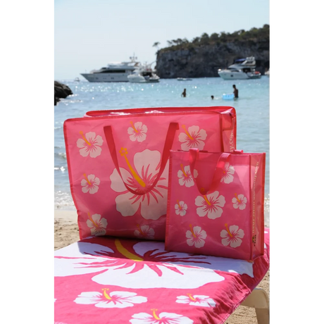 BYFT021064 Freds Pink Hibiscus Flower Beach Towel Velour Set of 01 B.webp