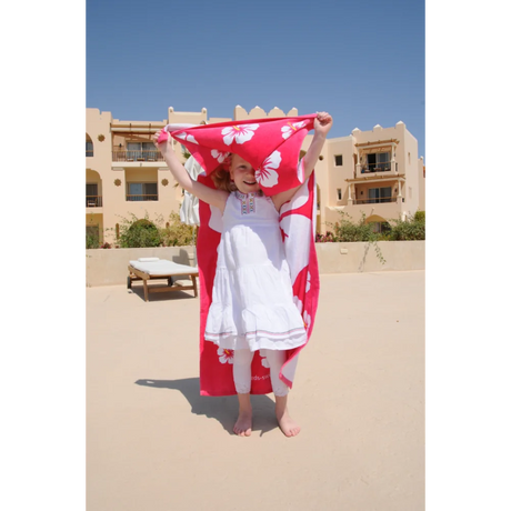 BYFT021064 Freds Pink Hibiscus Flower Beach Towel Velour Set of 01 C.webp