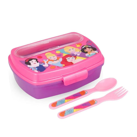 Disney Funny Sandwich Box with Cutlury Princess Bright & Bold 390 Ml