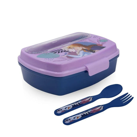 Disney Funny Sandwich Box with Cutlury Frozen Trust The Journey 390 Ml