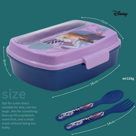 Disney Funny Sandwich Box with Cutlury Frozen Trust The Journey 390 Ml