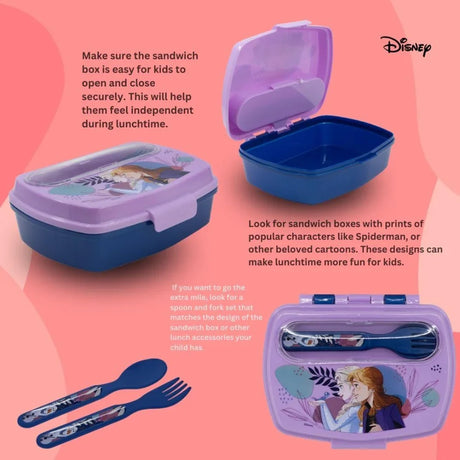 Disney Funny Sandwich Box with Cutlury Frozen Trust The Journey 390 Ml
