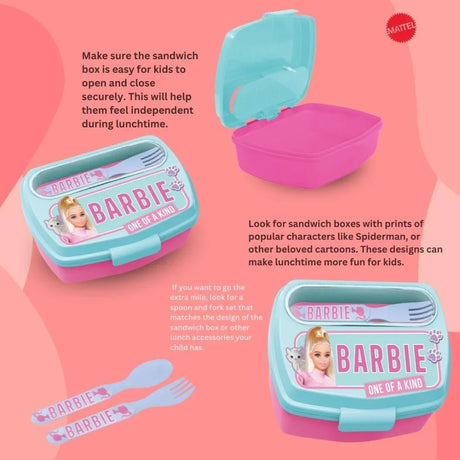 Disney Funny Sandwich Box with Cutlury Barbie BB22 390 Ml