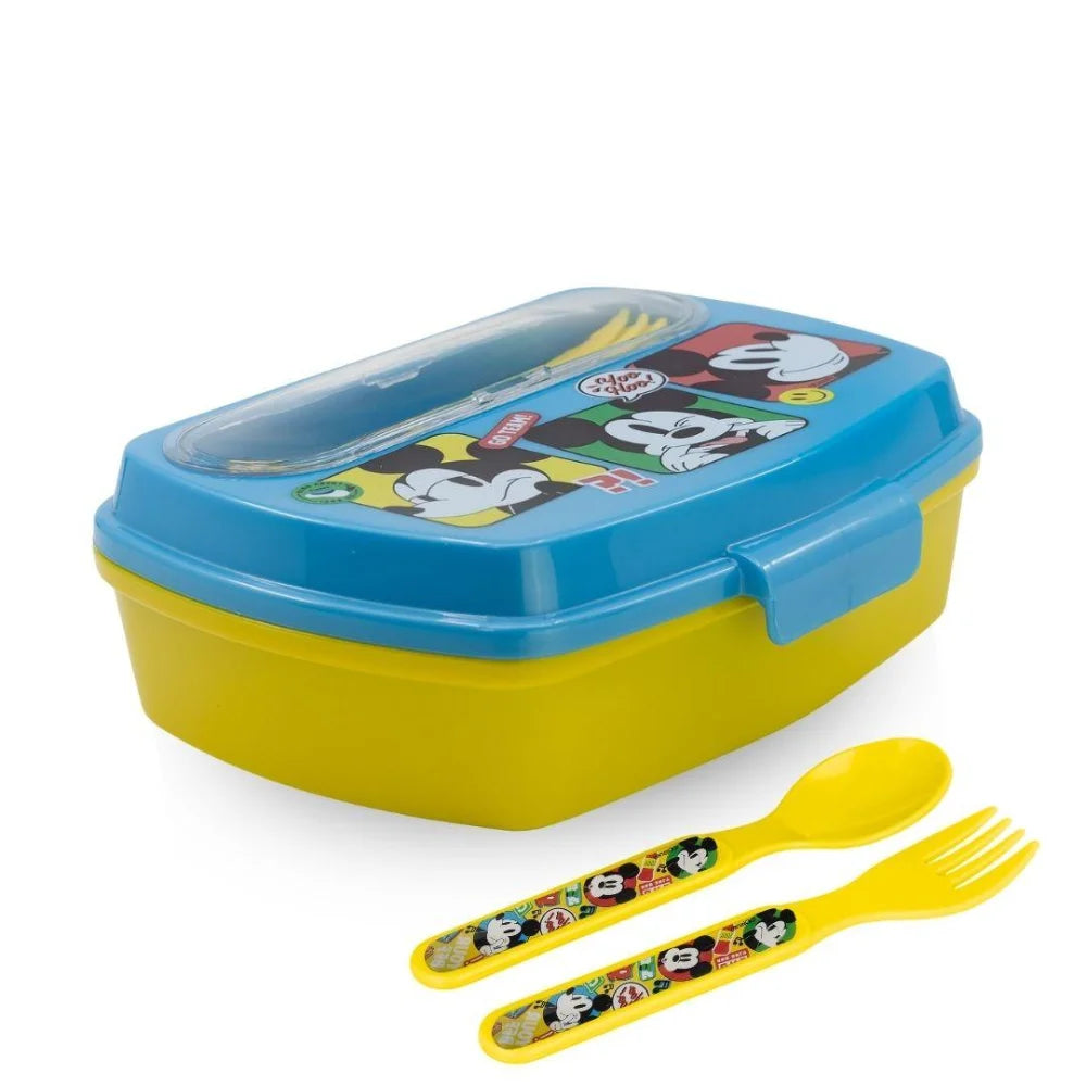 Disney Funny Sandwich Box with Cutlury Mickey Mouse Fun Tastic 390 Ml