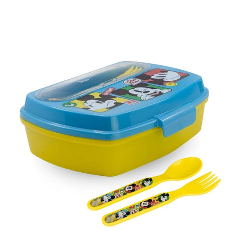 Disney Funny Sandwich Box with Cutlury Mickey Mouse Fun Tastic 390 Ml