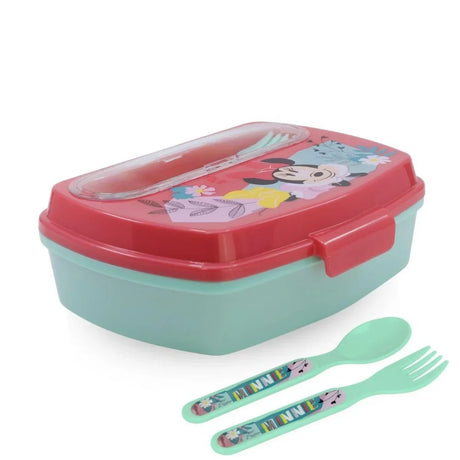 Disney Funny Sandwich Box with Cutlury Minnie Mouse Being More Minnie 390 Ml
