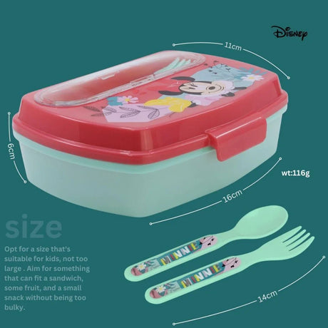 Disney Funny Sandwich Box with Cutlury Minnie Mouse Being More Minnie 390 Ml