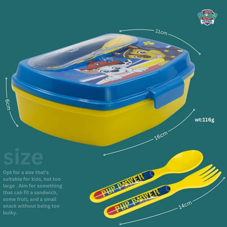 Disney Funny Sandwich Box with Cutlury Paw Patrol Pup Power 390 Ml