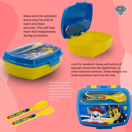 Disney Funny Sandwich Box with Cutlury Paw Patrol Pup Power 390 Ml