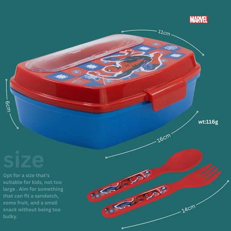 Disney Funny Sandwich Box with Cutlury Spiderman Arachnid Grid 390 Ml