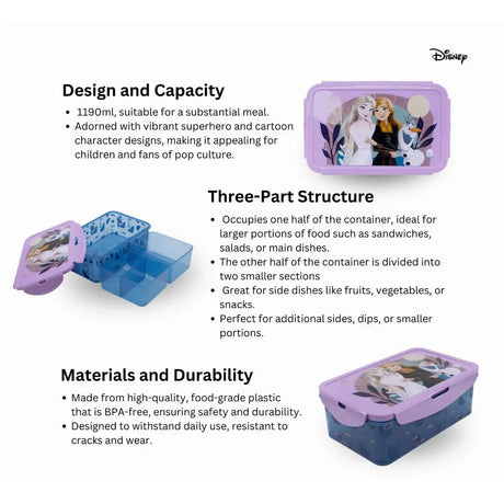 Disney Rectangular Food Container Frozen Trust The Journey 1190 Ml