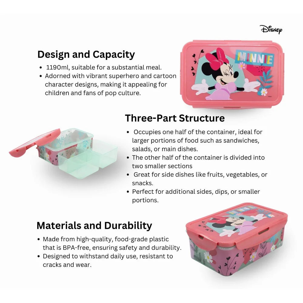 Disney Rectangular Food Container Minnie Mouse Being More Minnie 1190 Ml