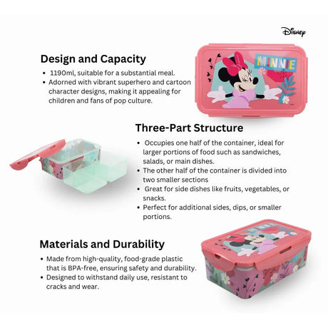 Disney Rectangular Food Container Minnie Mouse Being More Minnie 1190 Ml