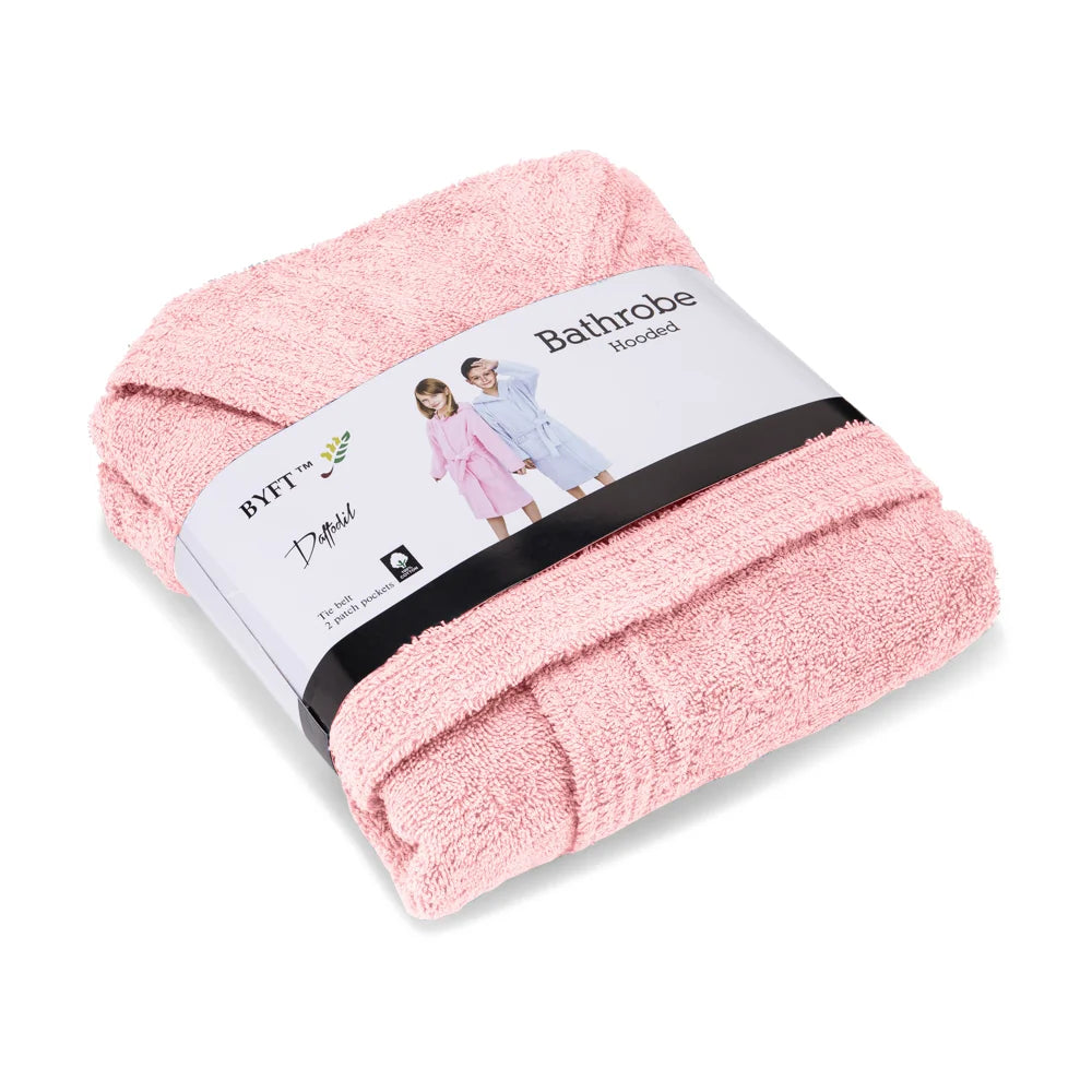 BYFT Daffodil 06 Year Kids Hooded Bathrobe Luxury Cotton Soft, Absorbent, Quick-Dry