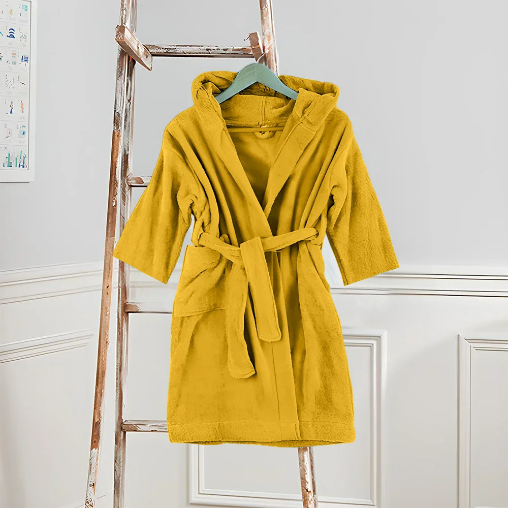 BYFT Daffodil 06 Year Kids Hooded Bathrobe Luxury Cotton Soft, Absorbent, Quick-Dry