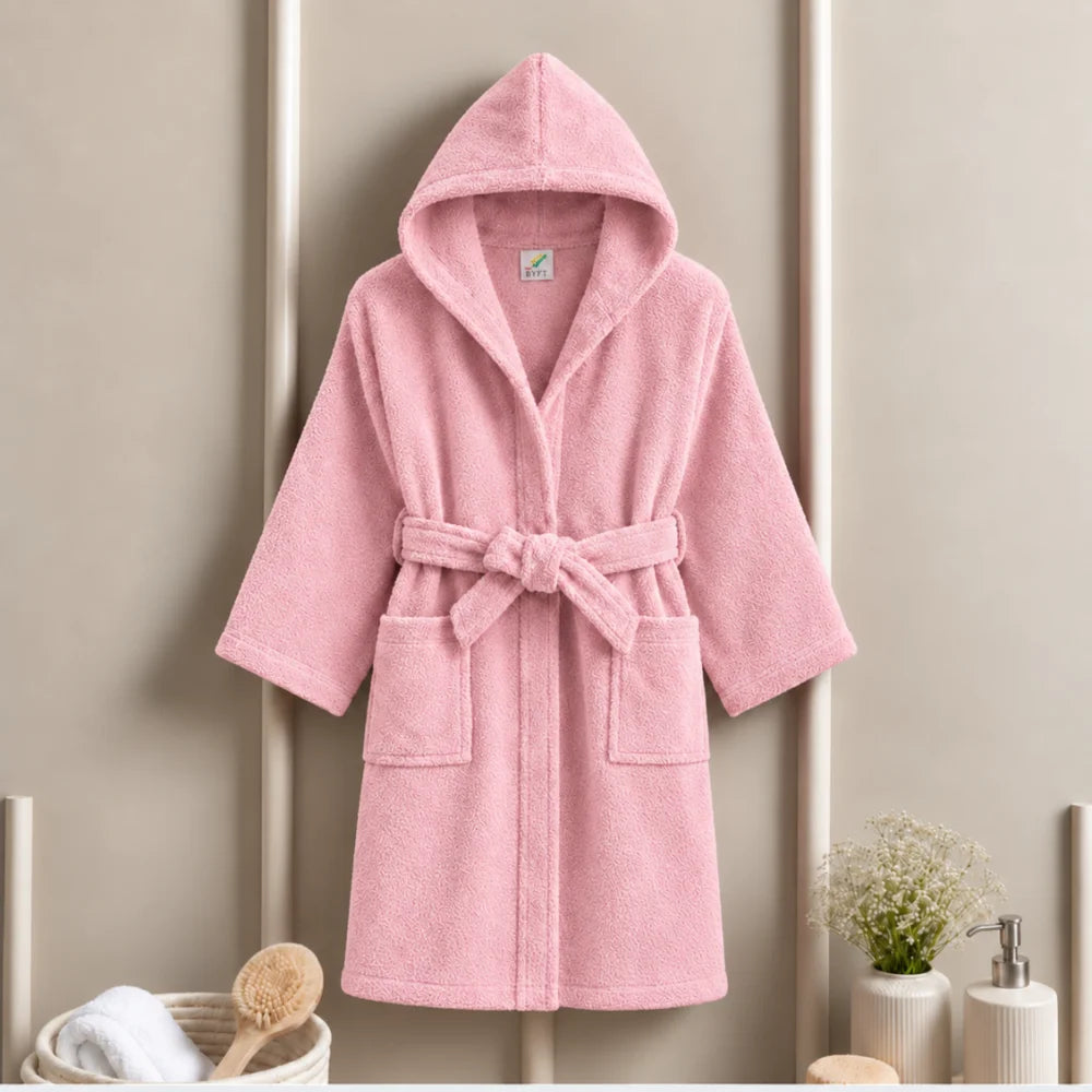 BYFT Daffodil Kids Hooded Bathrobe Luxury Cotton Soft, Absorbent, Quick-Dry