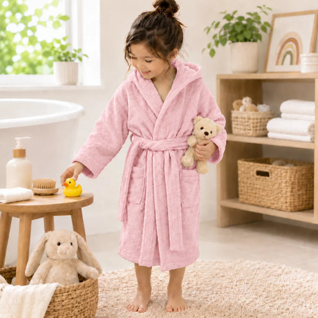 BYFT Daffodil Kids Hooded Bathrobe Luxury Cotton Soft, Absorbent, Quick-Dry