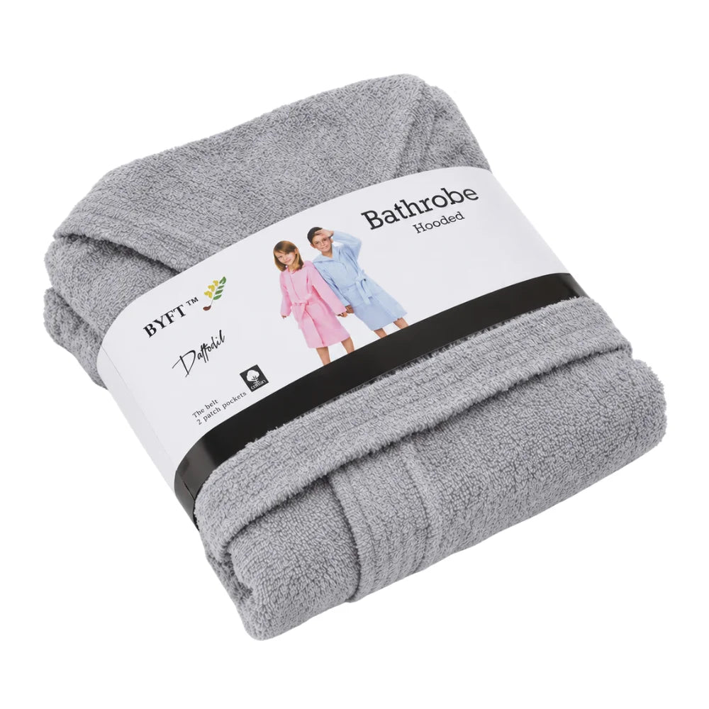 BYFT Daffodil Kids Hooded Bathrobe Luxury Cotton Soft, Absorbent, Quick-Dry