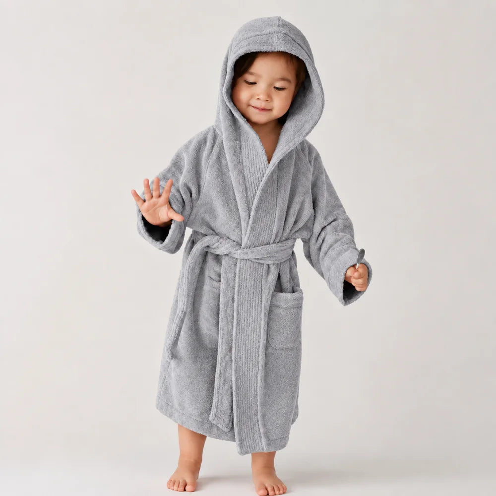 BYFT Daffodil Kids Hooded Bathrobe Luxury Cotton Soft, Absorbent, Quick-Dry