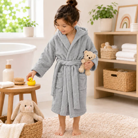 BYFT Daffodil Kids Hooded Bathrobe Luxury Cotton Soft, Absorbent, Quick-Dry