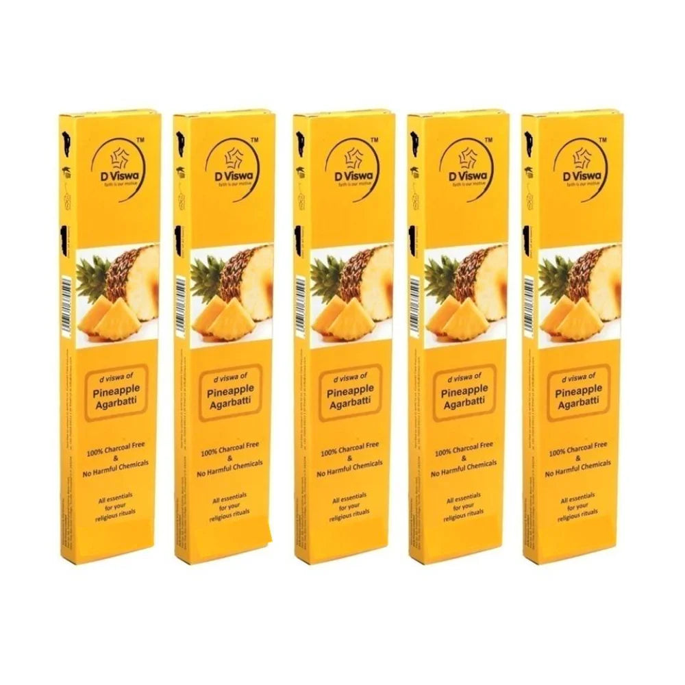 BYFT021282 D Viswa POOJA ESSENTIALS PINEAPPLE AGARBATTI 9 INCH 12 PC Set of 5 A.webp