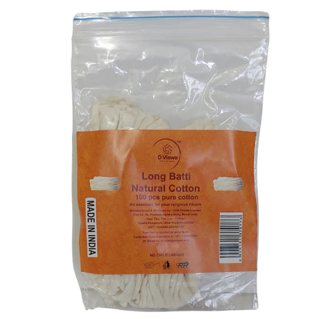 BYFT021286 D Viswa POOJA ESSENTIALS LONG BATTI NATURAL COTTON 100 PCS Set of 2 B.webp