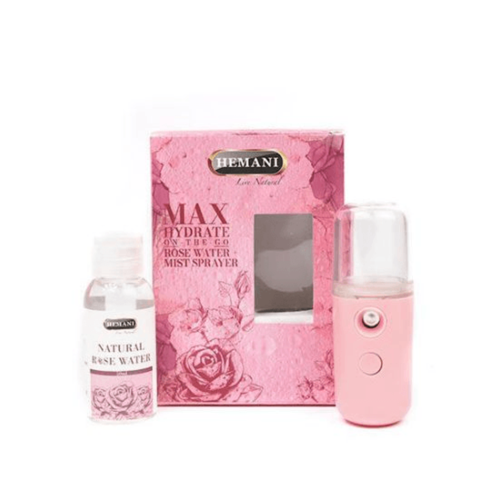 Hemani Max Hydrate On-The-Go Rose Water + Mist Sprayer