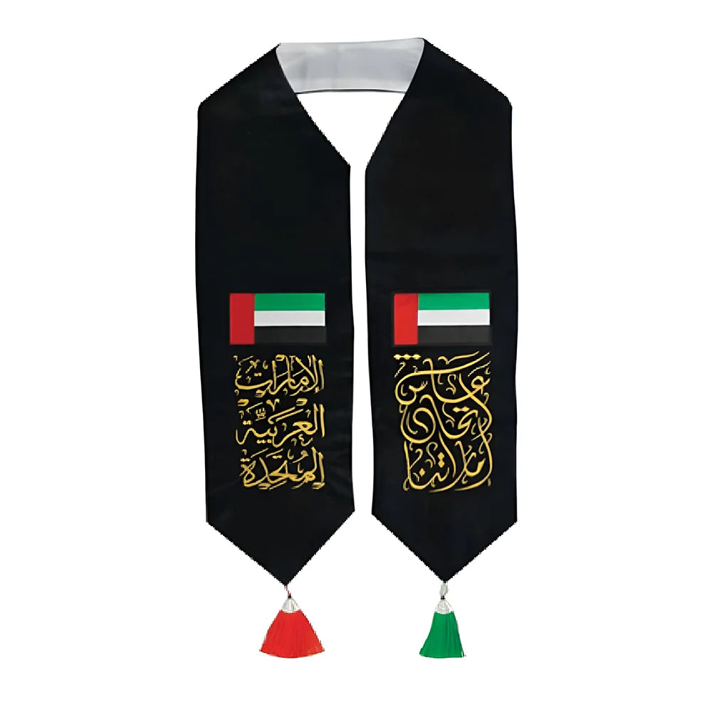 BYFT022695 BYFT UAE Flag Velvet Scarf Embroidery 17 x 135 Cm SC 09 Set of 01.webp