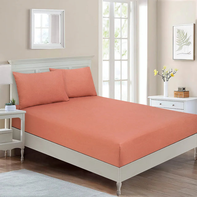 BYFT023562 Home Tex Design King Fitted Sheet 180 x 200 Cm 2 Pillow Cover 50 x 80 Cm All Around Elastic Pacome 100 Cotton Set of 3.webp