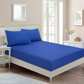 BYFT023563 Home Tex Design King Fitted Sheet 180 x 200 Cm 2 Pillow Cover 50 x 80 Cm All Around Elastic Blue Outermer 100 Cotton Set of 3