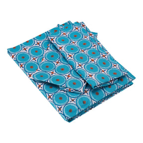 BYFT023570 Home Tex Design King Flat Sheet 240 x 260 Cm 2 Pillow Cover 50 x 80 Cm Printed Energie Blue 100 Cotton Set of 3