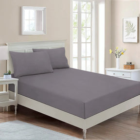 BYFT023576 Home Tex Design King Fitted SHeet 180 x 200 Cm 2 Pillow Cover 50 x 80 Cm All Around Elastic Antracite 100 Cotton Set of 3