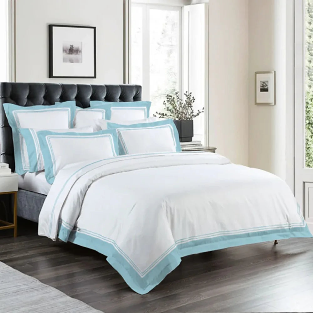BYFT023585 Home Tex Design King Duvet Cover 230 x 240 Cm 2 Pillow Cover 50 x 75 Cm Aqua Button Closure 100 Combed Cotton Percale Set of 3.webp