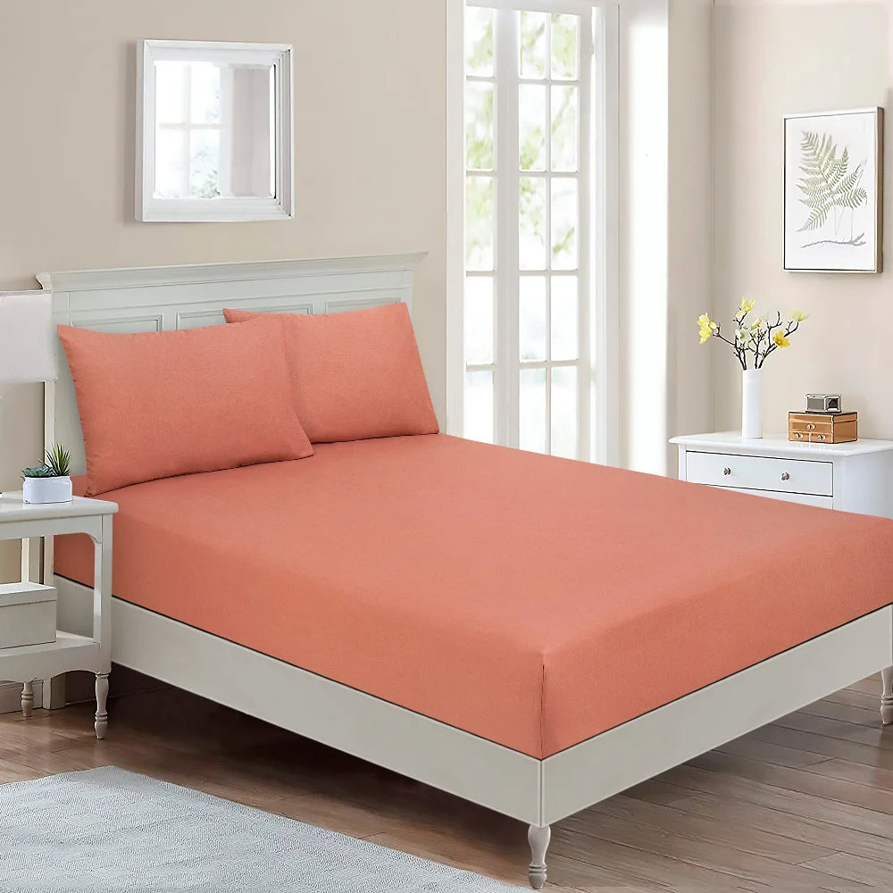 BYFT023588 Home Tex Design Single Fitted Sheet 90 x 200 Cm 1 Pillow Cover 50 x 80 Cm All Around Elastic Pacome 100 Cotton Set of 2.webp