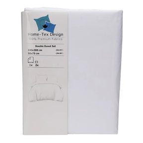 BYFT023603 Home Tex Design King Duvet Cover 240 x 200 Cm 2 Pillow Cover 50 x 75 Cm White Optical 100 Cotton Set of 3