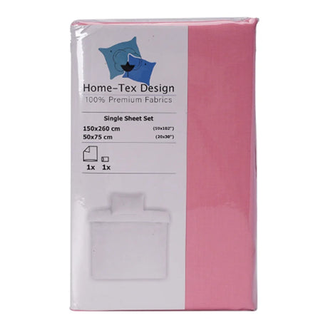 BYFT023609 Home Tex Design Single Flat Sheet 150 x 260 Cm 1 Pillow Cover 50 x 75 Cm Pink 100 Cotton Set of 2 A.webp
