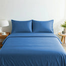 BYFT023614 Home Tex Design King Flat Sheet 240 x 260 Cm 2 Pillow Cover 50 x 75 Cm Blue Dyed 100 Cotton Set of 3