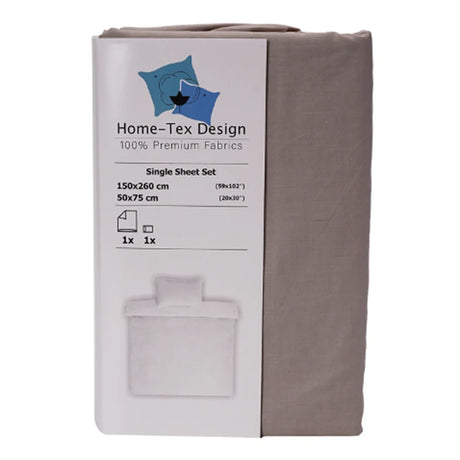 BYFT023625 Home Tex Design Single Flat Sheet 150 x 260 Cm 1 Pillow Cover 50 x 75 Cm Taupe Dyed 100 Cotton Set of 2 A.webp